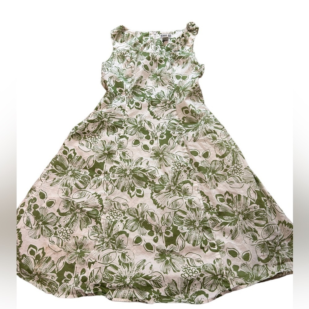 Robbie Bee Green and White Floral print dress size 10